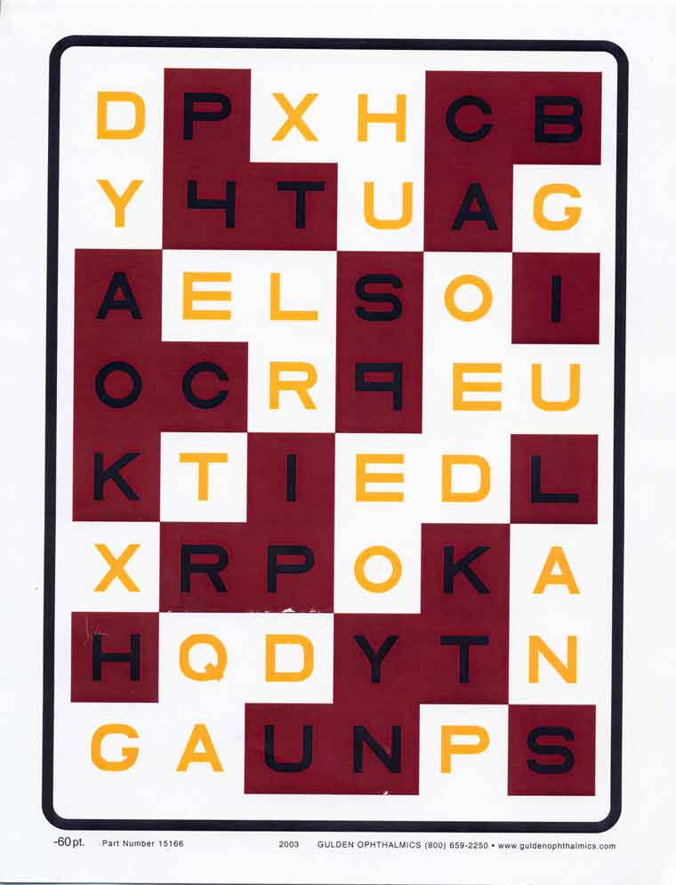 Antisuppression Eye Test Card